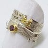 Sterling Silver Spinel Wide Band Ring - Gold Plate