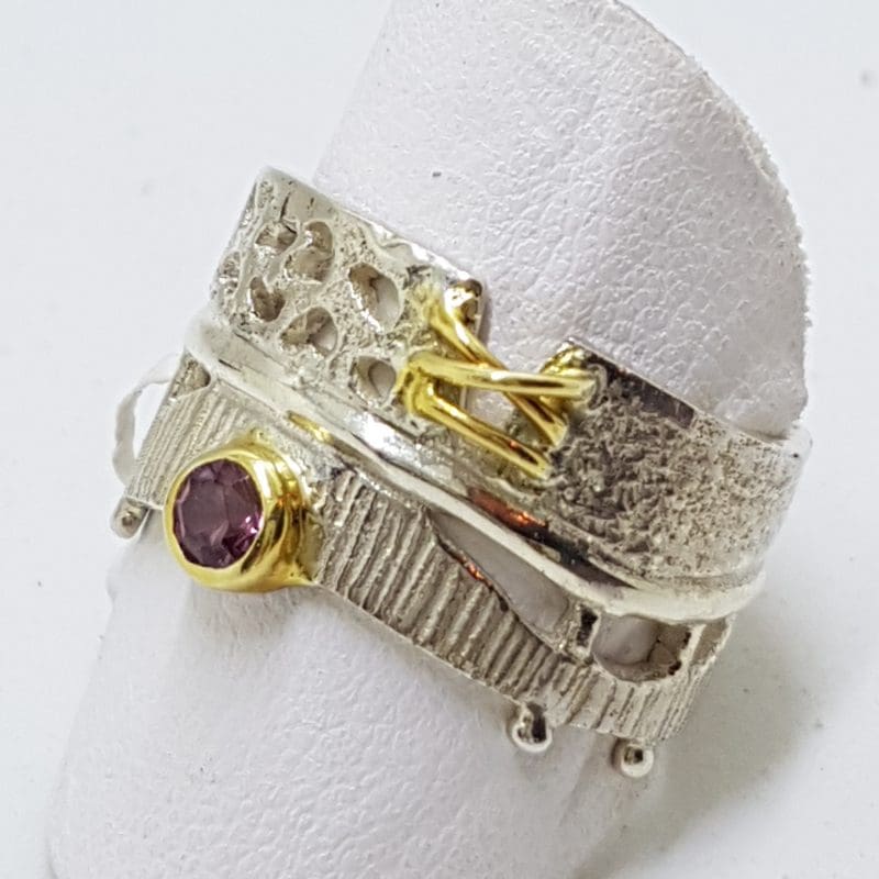 20200414_005306 Sterling Silver Spinel Wide Band Ring - Gold Plate