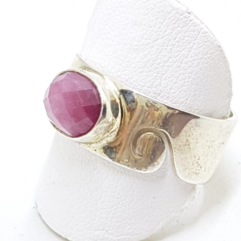 20200414_005332 Sterling Silver Ruby Wide Wave Design Ring
