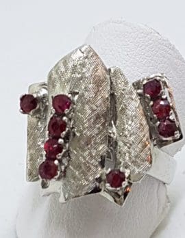 Sterling Silver Vintage Ruby Cluster Ring