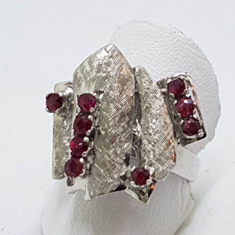 Sterling Silver Vintage Ruby Cluster Ring