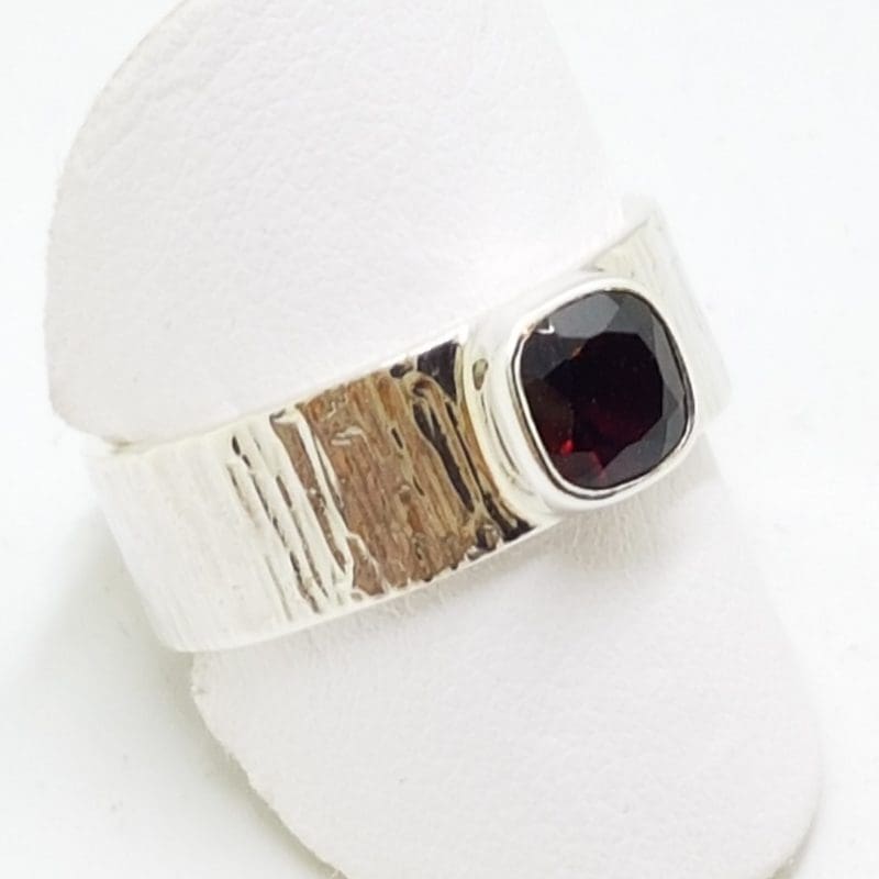 20200414_005510 Sterling Silver Garnet Square in Wide Band Ring