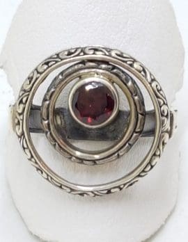Sterling Silver Garnet Round Circles Ring