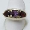 Sterling Silver Garnet and Amethyst Wide Ring