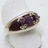 Sterling Silver Garnet and Amethyst Wide Ring