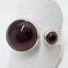 Sterling Silver Cabochon Garnets Wide Ring