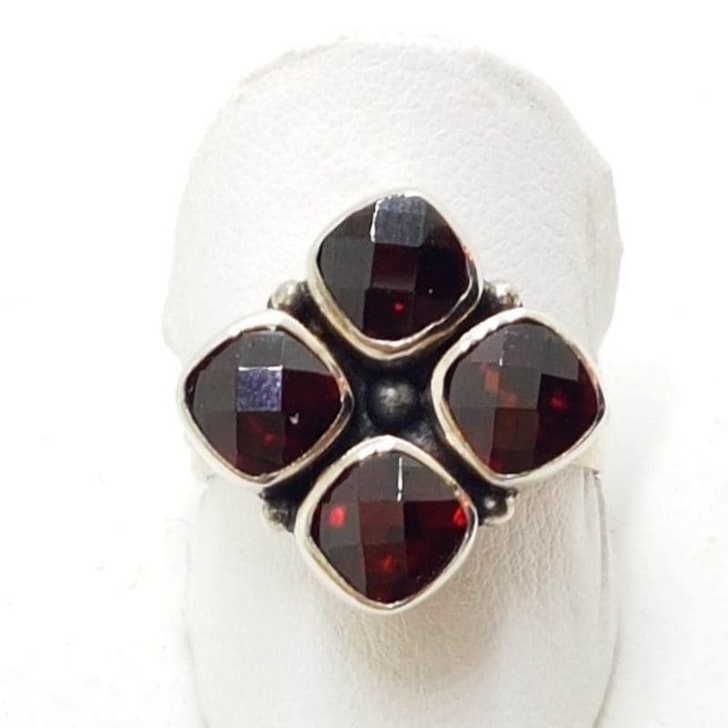 20200414_010220 Sterling Silver Garnet Square Cluster Ring