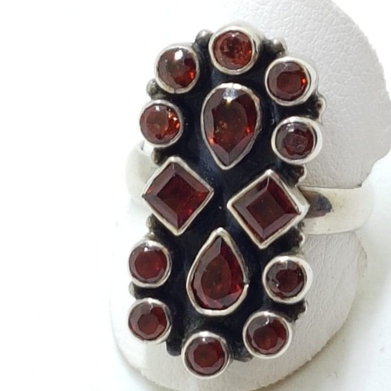 20200414_010246 Sterling Silver Garnet Long Cluster Ring