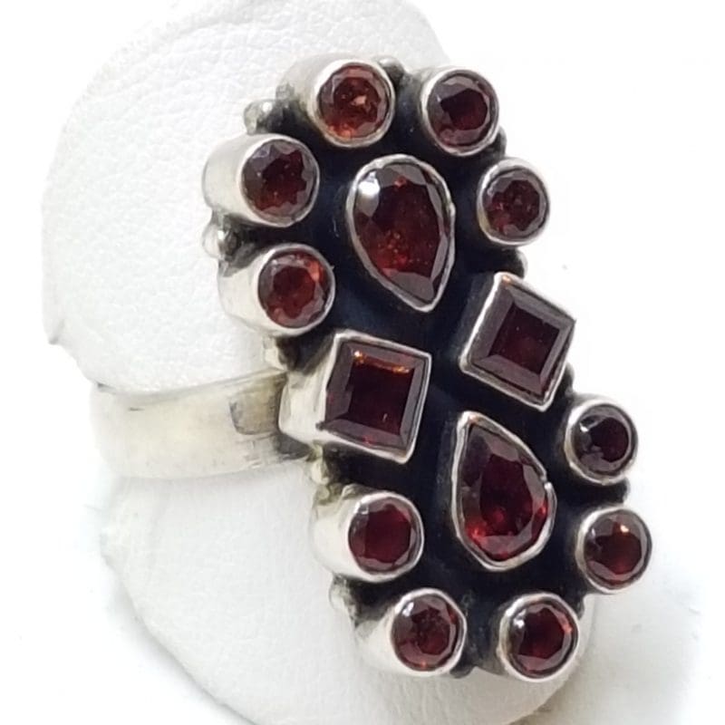 20200414_010300 Sterling Silver Garnet Long Cluster Ring