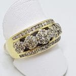 9ct Gold Wide Daisy Set Diamond Band Ring