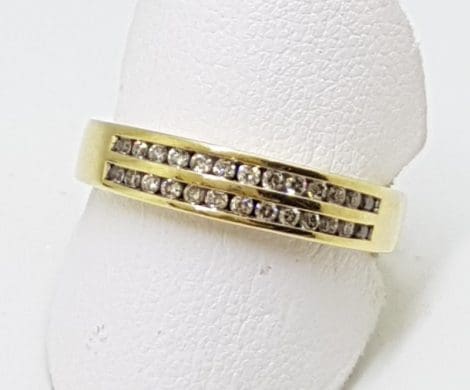 9ct Yellow Gold 2 Row Diamond Chanel Set Ring