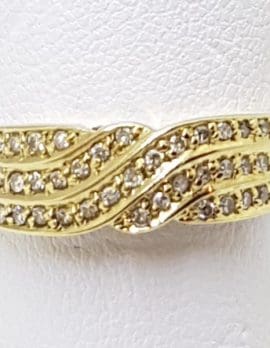 18ct Yellow Gold Diamond Wide Twist Design Ring