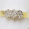 18ct Yellow Gold Diamond 3 Flower / Daisy Clusters Ring