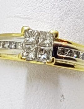18ct Yellow Gold Diamond Square Engagement Ring