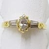 18ct Yellow Gold Diamond Ornate Engagement Ring - Marquis Shape