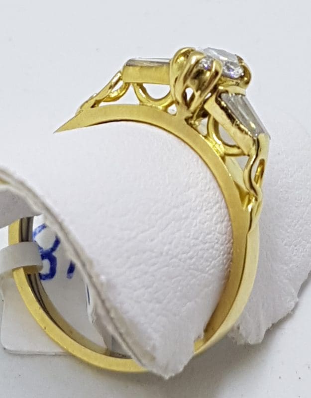18ct Yellow Gold Diamond Ornate Engagement Ring - Marquis Shape