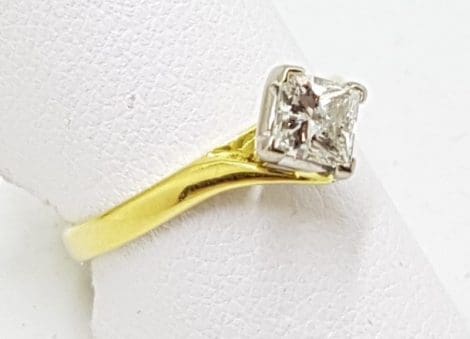 18ct Yellow Gold Princess Cut Solitaire Diamond Ring