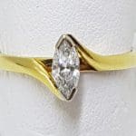 18ct Yellow Gold Marquis Cut Solitaire Diamond Ring
