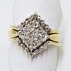 9ct Gold Diamond Square Engagement, Wedding & Eternity Ring Set
