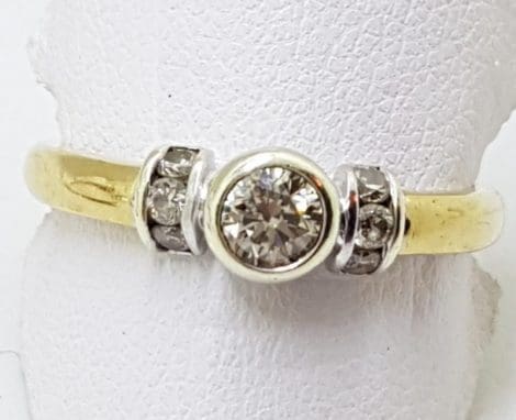 18ct Gold Diamond Engagement Bezel Set Ring