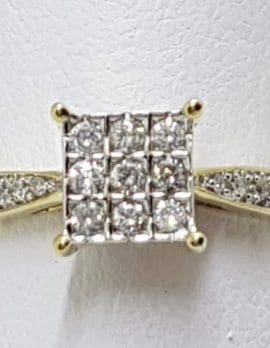 9ct Yellow Gold Diamond Square Engagement Ring