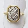 9ct Yello9ct Yellow Gold Diamond Rectangular Cluster Ringw Gold Diamond Rectangular Ring
