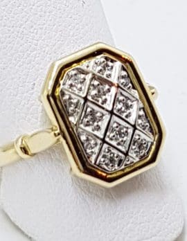 9ct Yellow Gold Diamond Rectangular Ring