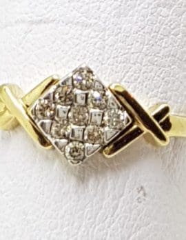 9ct Yellow Gold Diamond Square Cluster Ring