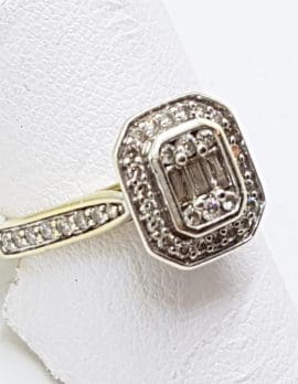 9ct Yellow Gold Diamond Rectangular Cluster Engagement Ring