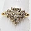14ct Yellow Gold ' Heart ' Shaped Diamond Cluster Ring