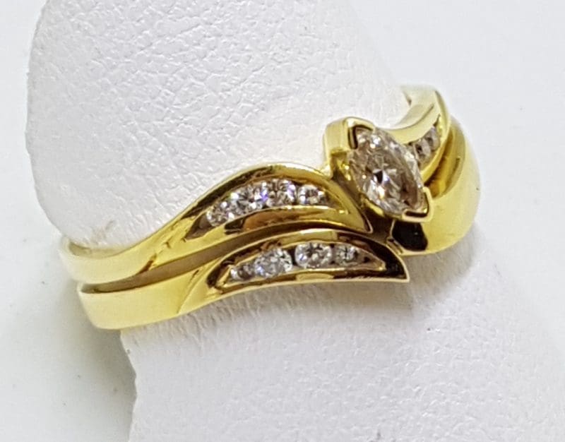 20200414_123828 18ct Yellow Gold Marquis and Chanel Set Diamond Engagement and Wedding Ring Set