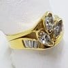 18ct Yellow Gold Marquis and Baguette Diamond Cluster Engagement and Wedding Ring Set