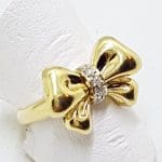 14ct Yellow Gold Diamond Heavy Bow Ring