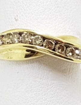9ct Yellow Gold Chanel Set Wave Diamond Ring