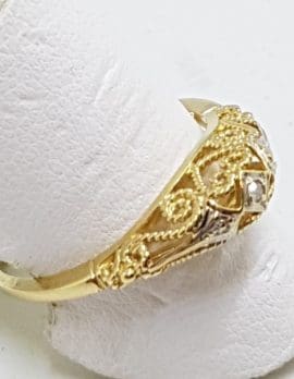9ct Gold Filigree / Ornate Diamond Ring
