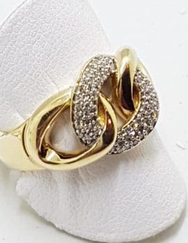 9ct Yellow Gold Diamond Interwoven Rings / Circles Ring