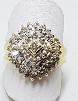 9ct Yellow Gold Diamond Large Cluster Ring