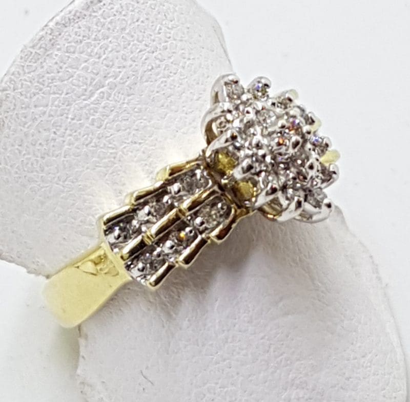 9ct Yellow Gold Diamond Large Cluster Ring