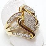 9ct Yellow Gold Diamond Wide Wave Cluster Ring