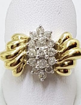 9ct Yellow Gold Diamond Large Cluster Ring