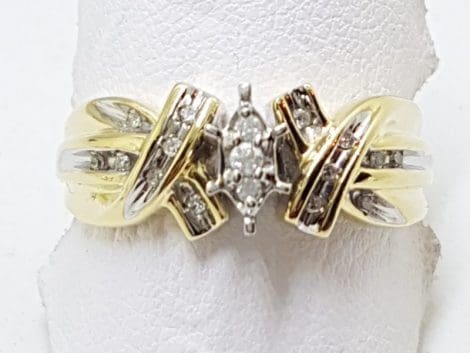 9ct Yellow Gold Diamond Twist Ring