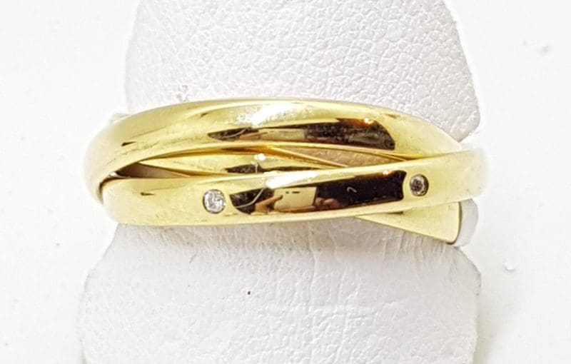 * SOLD * 9ct Gold Diamond Russian Wedding Ring Cartier Design
