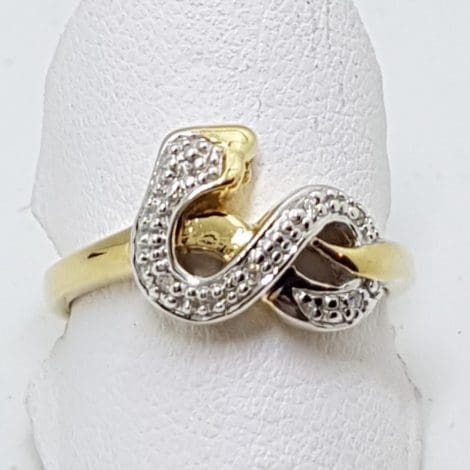 9ct Gold Diamond Snake Ring