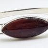 Sterling Silver Heavy Bangle with Elongated Carnelian