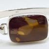 Sterling Silver Heavy Bangle with Rectangular Mookaite