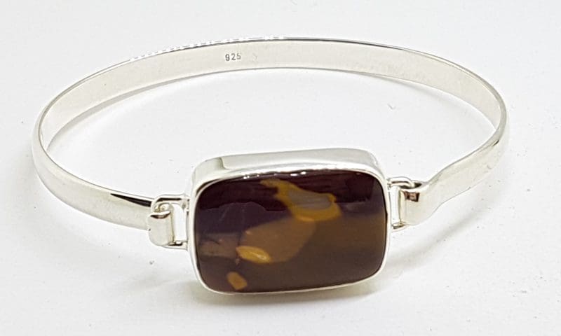20200416_185353 Sterling Silver Heavy Bangle with Rectangular Mookaite