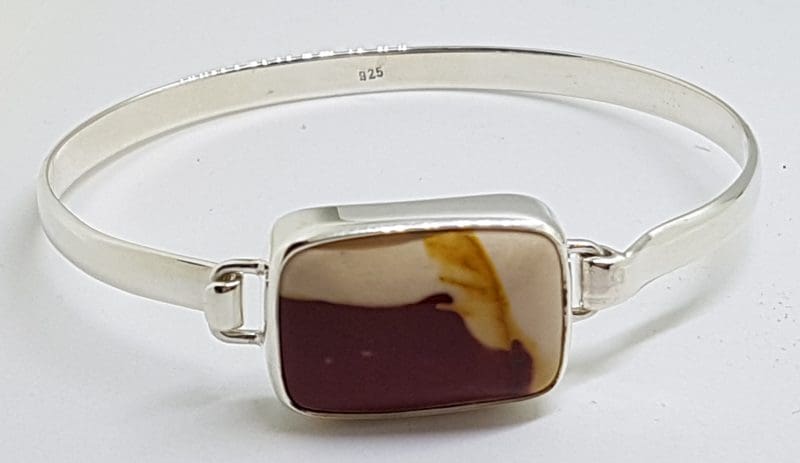 20200416_185600 Sterling Silver Heavy Bangle with Rectangular Mookaite