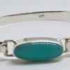Sterling Silver Heavy Bangle with Oval Amazonite