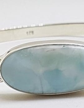 Sterling Silver Heavy Bangle with Oval LarimarSterling Silver Heavy Bangle with Oval Larimar