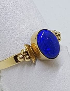 9ct Yellow Gold Oval Blue Opal Ring
